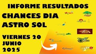 Resultados CHANCES DIA de VIERNES 20 JUNIO 2025 ASTRO SOL DE HOY LOTERIAS DE HOY RESULTADOS DIA