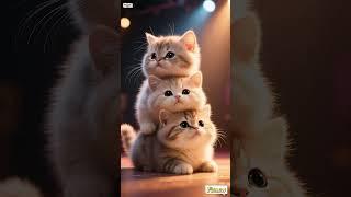 Three Cute Cats Stacking Their Heads  | Cuteness Overload!