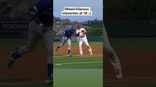 Shohei Ohtani and Raimel Tapia have funny exchange at 1st when Ohtani gets the out 
