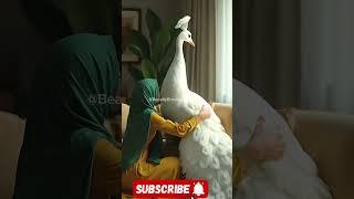 Elegant Wonder  |White Giant Peacock & Muslim Woman | Modern Cozy Living Room #ai #aiart #pecocke