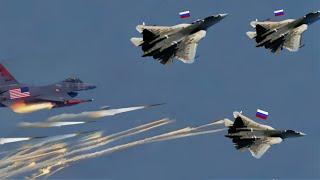 Horrible Moment!! Ukrainian F-16 and Russia's most expensive SU-57 air battle in Kursk airspace!