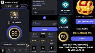 Earn Upto 1000 USDT Daily  | MRScoin98 | New USDT Earning Telegram Bot