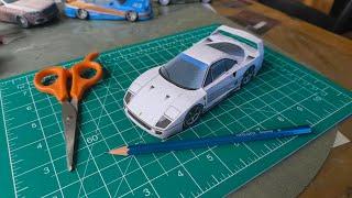 DIY Paper craft Ferrari F40 easy Tutorial + free patterns | Lavahi crafts