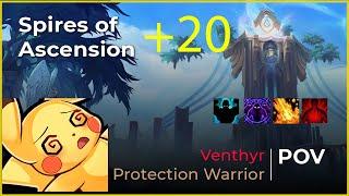 Plka, Venthyr Protection Warrior, Mythic +20 Spires of Ascension!