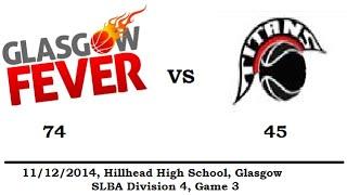 Glasgow Fever- North LanarkshireTitans 74-45, game 3 SLBA Division 4, 11/12/2014.