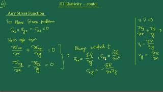 2D Elasticity – 2: Airy Stress Function