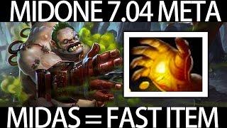 7.04 META Pudge Midas = Fast Item Gameplay by MidOne Dota 2 9K MMR Pro Player