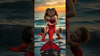 Mermaid mother enjoy with her adorable babies #mermaid #baby #babygirl #magic #shorts #ytshorts #agt