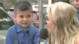 TV reporter makes cute kid cry 1st day at school