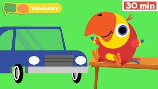 Learning First Words w Larry | Sensory Stimulation for Babies | Vocabulary for Kids | Vocabularry