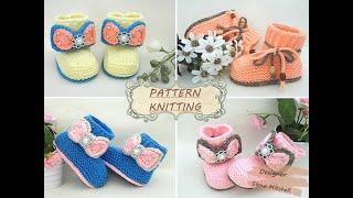 Knitted baby shoes, knit / crochet pattern PDF | Designer Elena Mitchell