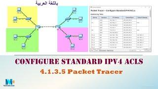 4.1.3.5 Packet Tracer - Configure Standard IPv4 ACLs (عربي) قوائم التحكم بالوصول