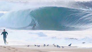 Gnarly high tide Wedge - Thanksgiving Swell Carnage!!! (RAW)