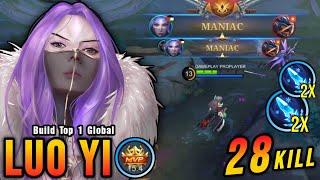 28 Kills + 2x MANIAC!! Luo Yi Deadly Combo 100% Can't Move!! - Build Top 1 Global Luo Yi ~ MLBB