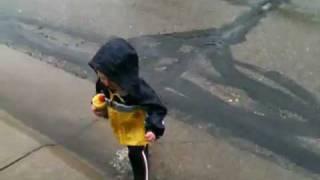 Splashing in puddles