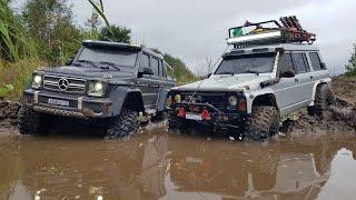 Понторез на ГЕЛЕНДВАГЕНЕ 6x6 против старого Nissan PATROL. RC OFFroad 4x4