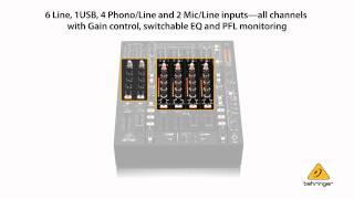 BEHRINGER PRO MIXER NOX606 Premium 6-Channel DJ Mixer with infinium "Contact-Free" VCA Crossfader