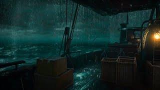 relax on the cargo ship, storm at sea, rain to sleep