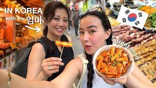 eating the BEST KOREAN STREET FOOD with my MOM️⊹ ࣪ ˖ (her fav foods!!)