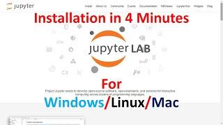 Installation of Jupyter LAB Tutorial in Python in 4 Minutes