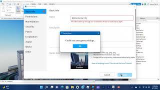 Why can't Roblox Studio allow me to save game settings when I put the correct title for my new game