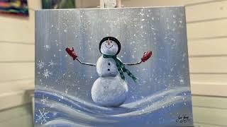 How To Paint “Let It Snow!” Snowman painting tutorial | EASY STEP BY STEP