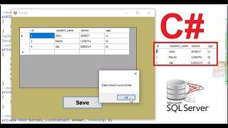 C# tutorial- How to insert update and delete in DataGridView using save button