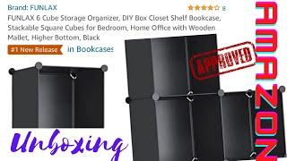 FUNLAX 6 Cube Storage Organizer, DIY Box Closet Shelf Bookcase, Stackable Square Cubes