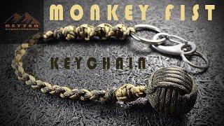 Paracord Monkey Fist Knots Keychain - Self defense Lanyard Tool - Retten Supervivencia