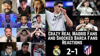 Crazy Real Madrid Fans and Shocked Barcelona Fans Reactions to RMA 2-1 ATM | UCL Round of 16 LEG 1