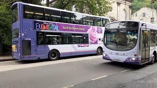 Buses in Hebden Bridge Town Centre July 2022