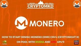 How to start mining Monero (XMR) CNv4 Cryptonight R on pool with AMD and NVIDIA GPU's