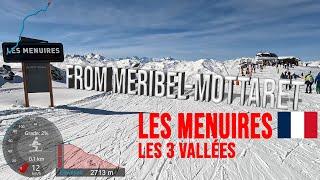 [4K] Skiing Les Menuires from Méribel-Mottaret via Allamands (Red), Les3Vallées France, GoPro HERO11