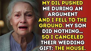 My DIL Pushed me during an argument. My son did nothing. so I canceled their wedding gift: the house