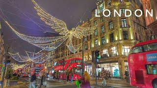 Walking London Regent Street at Christmas | London Christmas Lights Tour | 4K London Walking Tour