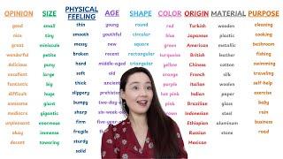 ADJECTIVES IN ENGLISH - WORD ORDER with examples