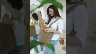 Natural jute crochet bag  стильная сумка из джута