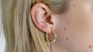 9ct Yellow Gold Round Tube Design Hoop Earrings - 23mm