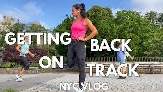 GETTING BACK ON TRACK in NYC VLOG - healthy grocery haul, merit makeup, greens overdose juice recipe