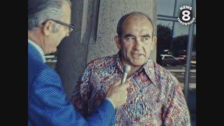 Actor Ed Asner talks politics with Harold Keen in San Diego in 1973