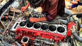 Heavy Truck Engine Seized Due to Oil Filters Wear Out || Rebuilding Hino FM 8J Dum Truck Engine