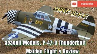 Seagull Models, P-47G SNAFU Thunderbolt Maiden Flight & Review #rc #rcplane #edf