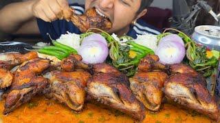 HUNGRY GADWALI MUKBANG: 4 PIECES OF SKINNY CHICKEN THAI LEGS WITH BURANSH DRINK,AMARANTH LEAVESSALAD