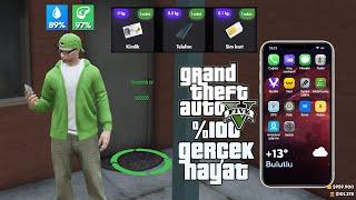 GTA 5 DE %100 GERÇEK HAYAT YAŞAMAK ! ( SU, YEMEK, EV, TELEFON) GTA 5 ROLEPLAY