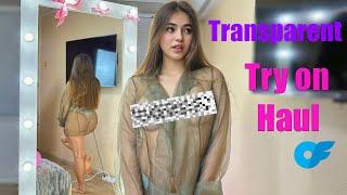 [4K] Transparent Lingerie Try on Haul | No Bra | Beginner Skinny Model in Transparent Clothes ️