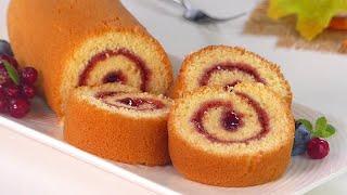 10 minutes Swiss Roll Cake without Oven | Basic swiss Jam roll cake recipe in frypan by Tiffin Box