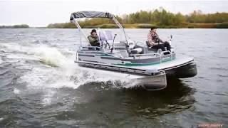 Алюминиевый понтон - катамаран на волне  / KOLIBRI Fishing Pontoon Boat P-500F on a wave