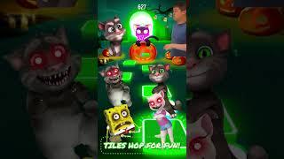 Angry Talking Tom  Talking Angela  Among Us SpongeBob ▶️ Coffin Dance  Tiles Hop #coffindance