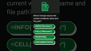 Excel Formula | Which formula returns the current workbook name and file path?