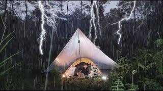 SOLO CAMPING IN LONG HEAVY RAIN AND THUNDERSTORM, REALLY NON STOP HEAVY RAIN ALL NIGHT